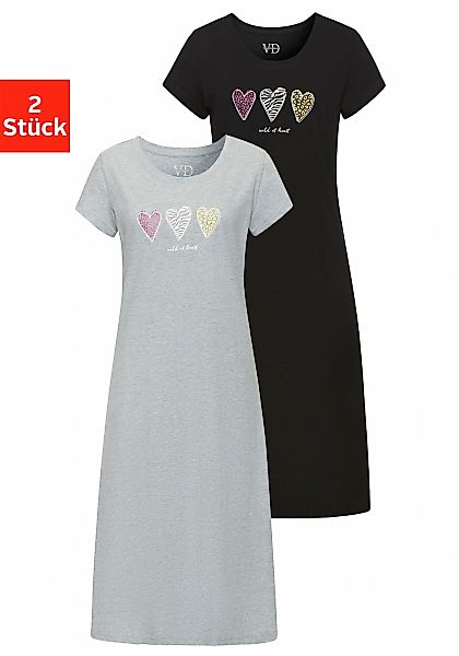 Vivance Dreams Nachthemd Set, 2er Pack, mit schönem Herzen-Frontprint günstig online kaufen