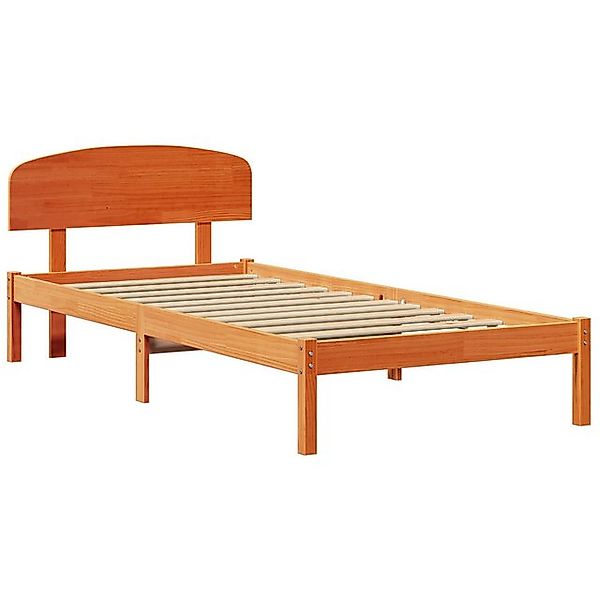 vidaXL Bett Bettgestell mit Kopfteil Wachs Braun 80x200 cm Massivholz Kiefe günstig online kaufen