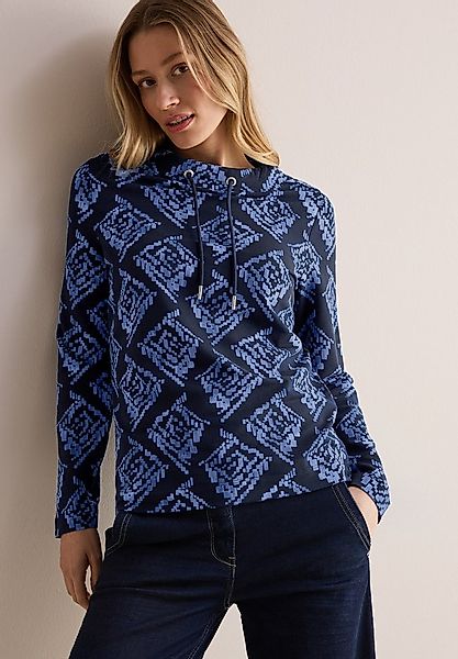 CECIL Rollkragenpullover mit All-Over Print und Stehkragen mit Kordelzug günstig online kaufen