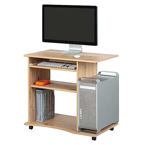 Bürotisch rollbar für Home Office Wildeiche Optik günstig online kaufen