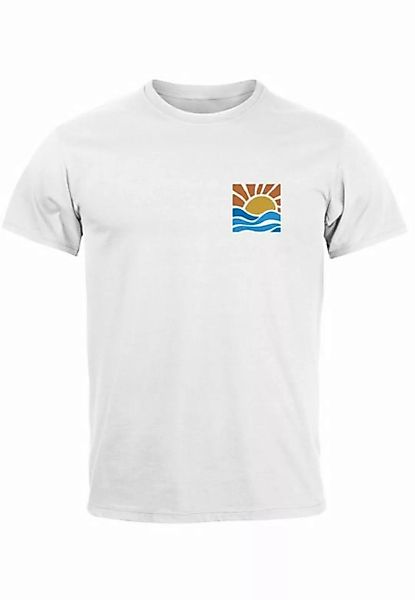 Neverless Print-Shirt Herren T-Shirt Logo Print Sommer Sonne Welle Strand B günstig online kaufen