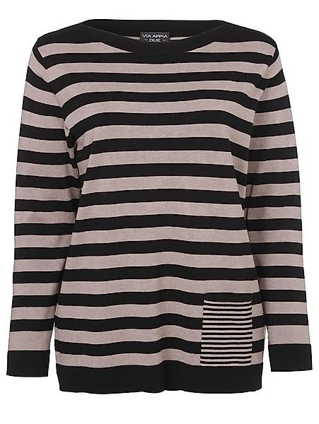 VIA APPIA DUE Rundhalspullover Modischer Pullover mit gestreiftem Allover-M günstig online kaufen
