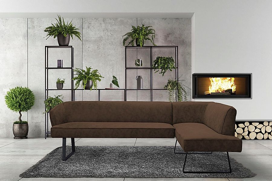 exxpo - sofa fashion Eckbank "Americano", mit Keder und Metallfüßen, Bezug günstig online kaufen