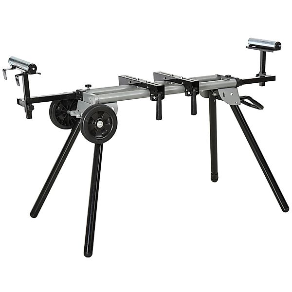 DURHAND Arbeitstisch für Kapp- und Gehrungssägen Schwarz Silber 123,5-245cm günstig online kaufen