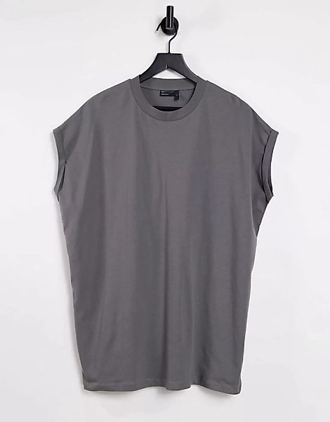ASOS DESIGN – Lang geschnittenes Oversize-T-Shirt in verwaschenem Schwarz m günstig online kaufen