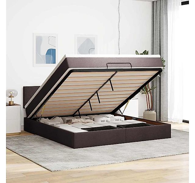 vidaXL Bett, Ottoman-Bett mit Matratze & LEDs Dunkelbraun 160x200 cm Stoff günstig online kaufen