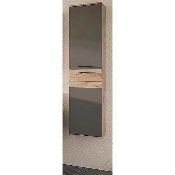 Inn.Furn Hochschrank Eiche Grau 37 x 152 cm Hängend mit Soft-Close Tomaso günstig online kaufen