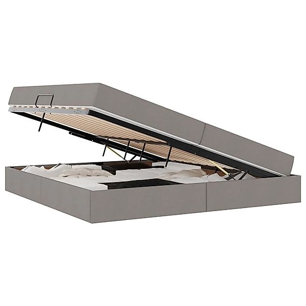 vidaXL Stauraumbett mit Matratze Taupe 200 x 200 cm Polyester 3399685 günstig online kaufen