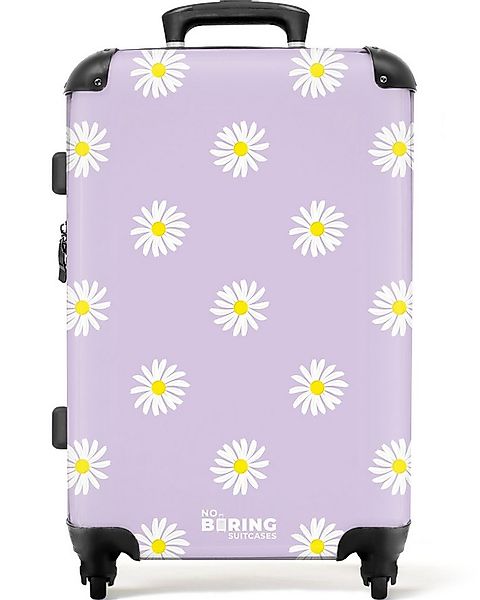 NoBoringSuitcases.com© Hartschalen-Trolley Pastellviolett mit Gänseblümchen günstig online kaufen