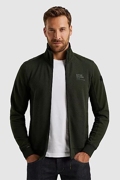 PME Legend Strickjacke Jacquard Interlock Olivgrün - Größe 3XL günstig online kaufen