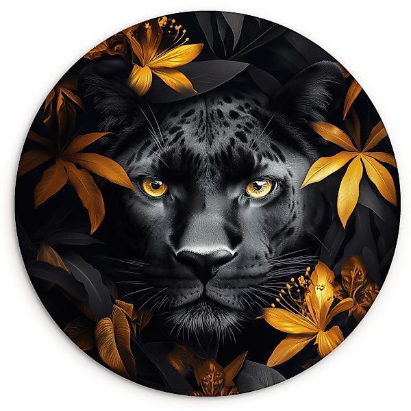 MuchoWow Gemälde Schwarzer Panther - Blumen günstig online kaufen