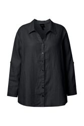 Ulla Popken Hemdbluse Bluse Leinen offener günstig online kaufen