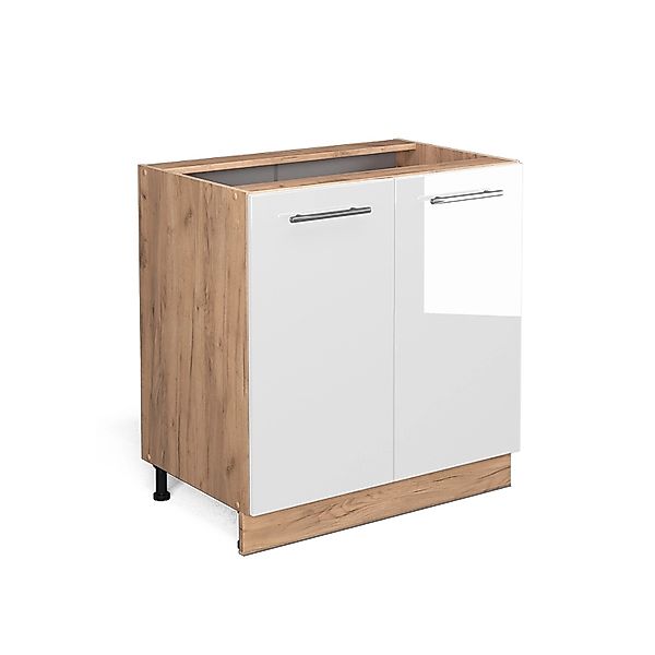 Vicco Spülenunterschrank Fame-Line Weiß Hochglanz/Goldkraft Eiche 80 cm mit günstig online kaufen