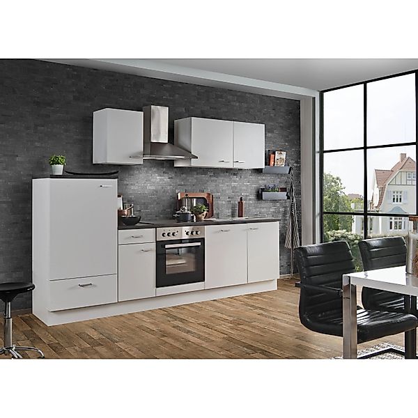 Menke Küchenzeile White Classic 270 cm Weiß-Marmor-Optik günstig online kaufen