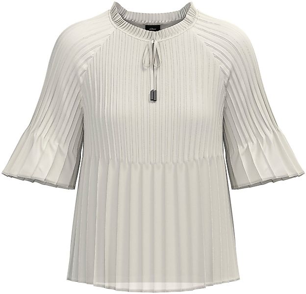 s.Oliver BLACK LABEL Plisseebluse leicht ausgestellte 3/4-Ärmel, mit Schlei günstig online kaufen
