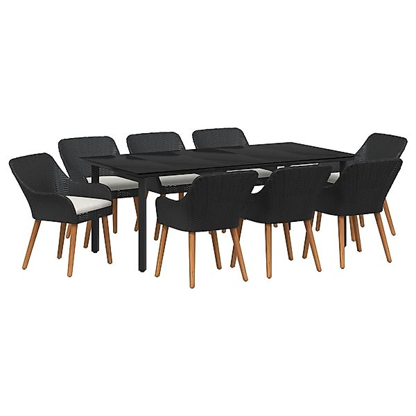 vidaXL 9-Teilige Garten Essgruppe Schwarzes Poly Rattan 3261676 günstig online kaufen