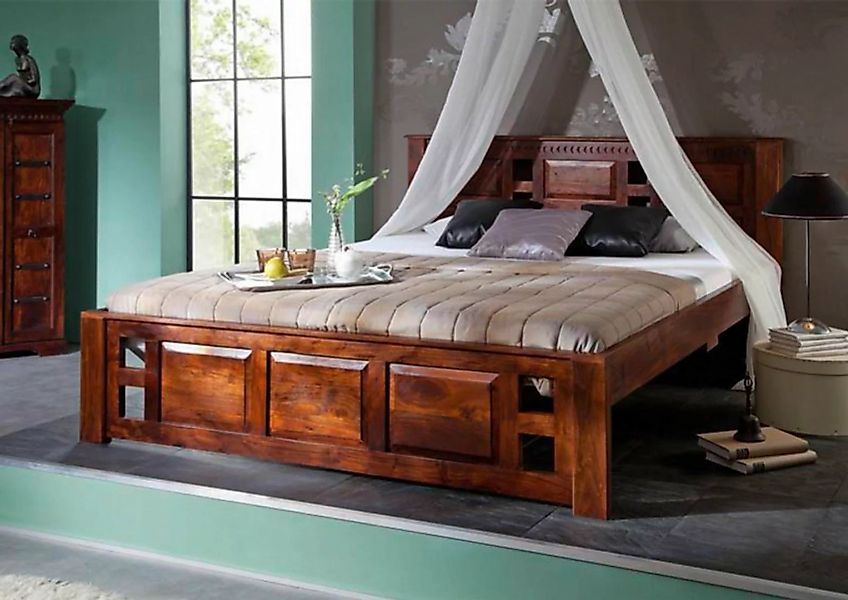 Massivmoebel24 Massivholzbett Bett Akazie 180x200x90 nougat lackiert OXFORD günstig online kaufen
