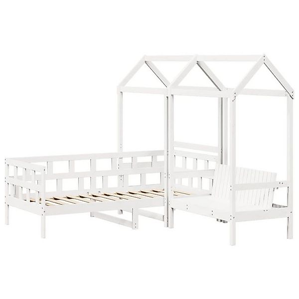 vidaXL Bett Tagesbett Set mit Dach Weiß 90x200 cm Massivholz Kiefer günstig online kaufen