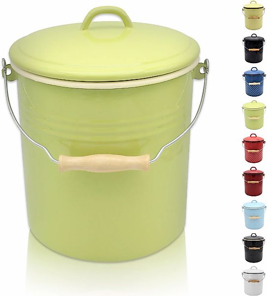 Krüger Mülleimer "Emaille Mülleimer mit Deckel Serie Rio" schnitt- / kratzf günstig online kaufen