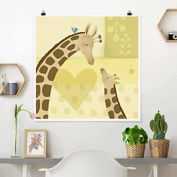 Poster - Quadrat Mama und ich - Giraffen günstig online kaufen