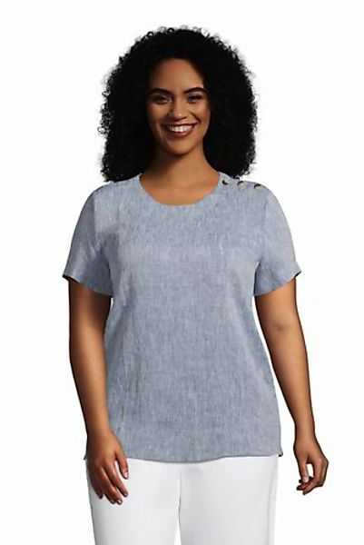 Leinen-Shirt mit Schulterknöpfen in großen Größen, Damen, Größe: 52-54 Plus günstig online kaufen