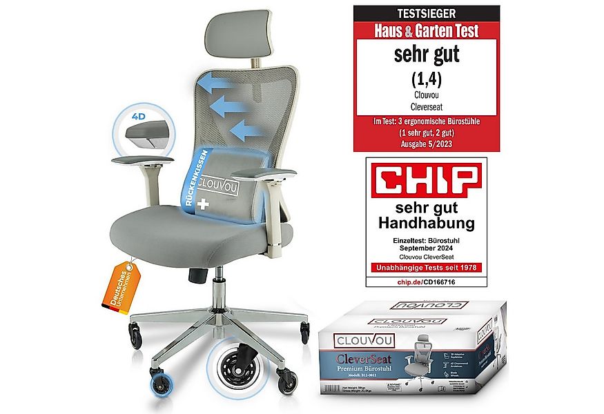 CLOUVOU Bürostuhl Ergonomisch, Schreibtischstuhl bis 150 kg - Testsieger (C günstig online kaufen