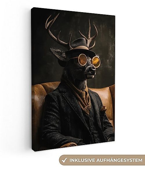 OneMillionCanvasses® Leinwandbild Hirsche - Sonnenbrille - Schwarz - Anzug, günstig online kaufen