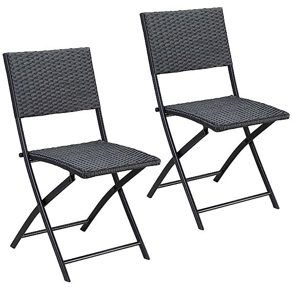 Polyrattan Klappstuhl Rom 2er-Set Schwarz günstig online kaufen