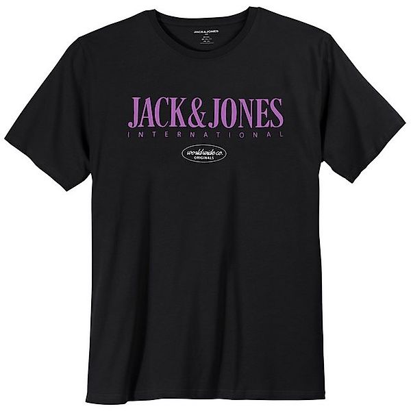 Jack & Jones Rundhalsshirt Große Größen Herren T-Shirt schwarz Logoprint JO günstig online kaufen