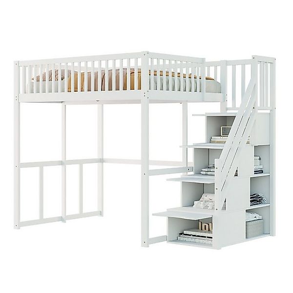 OKWISH Kinderbett Stauraumbett mit großem Kleiderschrank Regal und Tisch (m günstig online kaufen