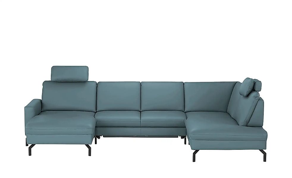 meinSofa Wohnlandschaft aus Leder Grace ¦ blau ¦ Maße (cm): B: 332 H: 89 T: günstig online kaufen