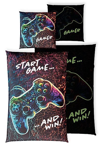 Carpe Sonno Kinderbettwäsche Leuchtende Bettwäsche 135x200 Baumwolle Gamer günstig online kaufen