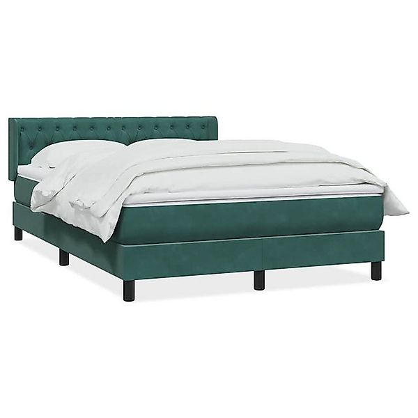 vidaXL Boxspringbett, Boxspringbett mit Matratze Dunkelgrün 140x210 cm Samt günstig online kaufen