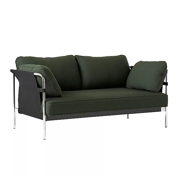 HAY - Can 2.0 2-Sitzer Sofa Gestell Stahl verchromt - dunkelgrün/Stoff Kvad günstig online kaufen