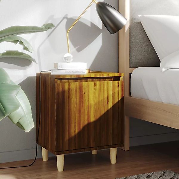 Vidaxl Nachttisch Mit Massivholz-beinen Braun Eichen-optik 40x30x50cm günstig online kaufen