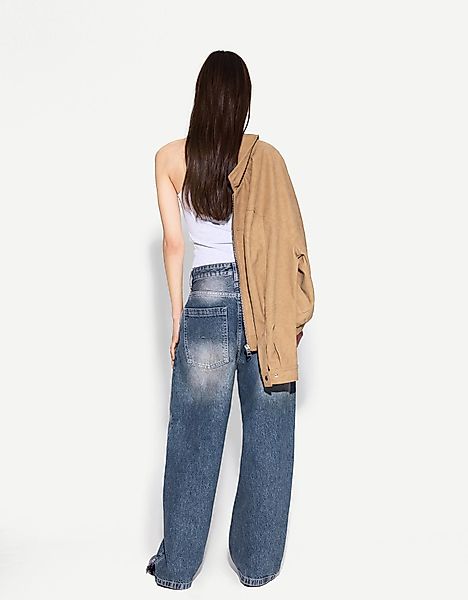 Bershka Skaterjeans Mit Weitem Bein Damen 38 Blau günstig online kaufen