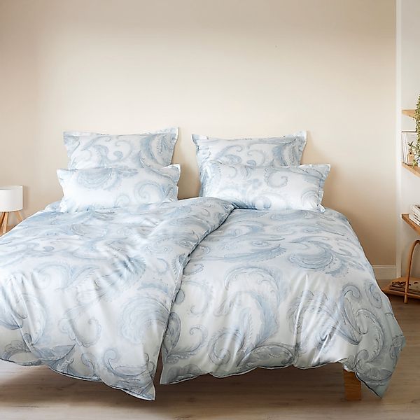 Elegante Mako Satin Bettwäsche Grandezza 24554-2 rauchblau 135x200 günstig online kaufen