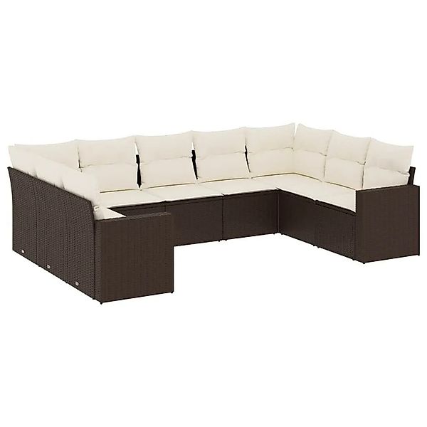 vidaXL 9-Tlg Garten-Sofagarnitur mit Kissen Braun Poly Rattan 3251740 günstig online kaufen