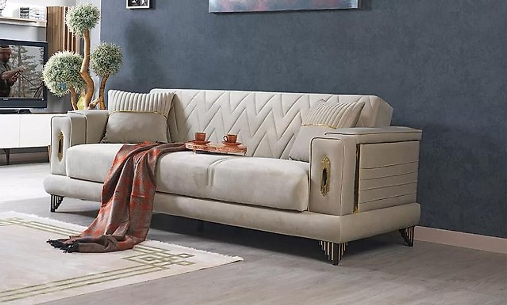 JVmoebel 3-Sitzer Beige Sofa Dreisitzer Couch Polster Sitzmöbel Polstercouc günstig online kaufen