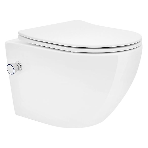 LuxeBath Wand Hänge WC Spülrandlos mit Bidet-Funktion Weiß Keramik Kurz 49 günstig online kaufen