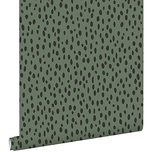 ESTAhome Tapete Punkte Graugrün und Schwarz 53 cm x 10.05 m günstig online kaufen