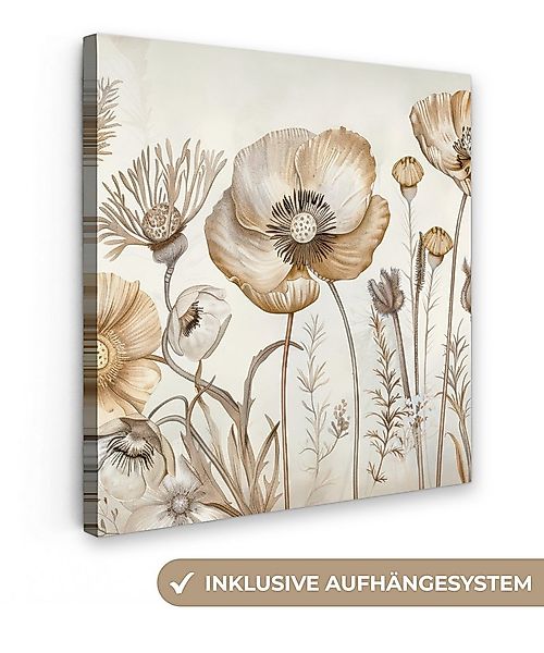 OneMillionCanvasses® Leinwandbild Blumen - Beige - Natur - Illustration, Fo günstig online kaufen