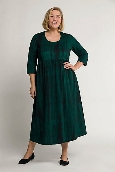 Ulla Popken Sommerkleid Kleid Batikdruck A-Linie Taschen Rundhals 3/4-Arm günstig online kaufen