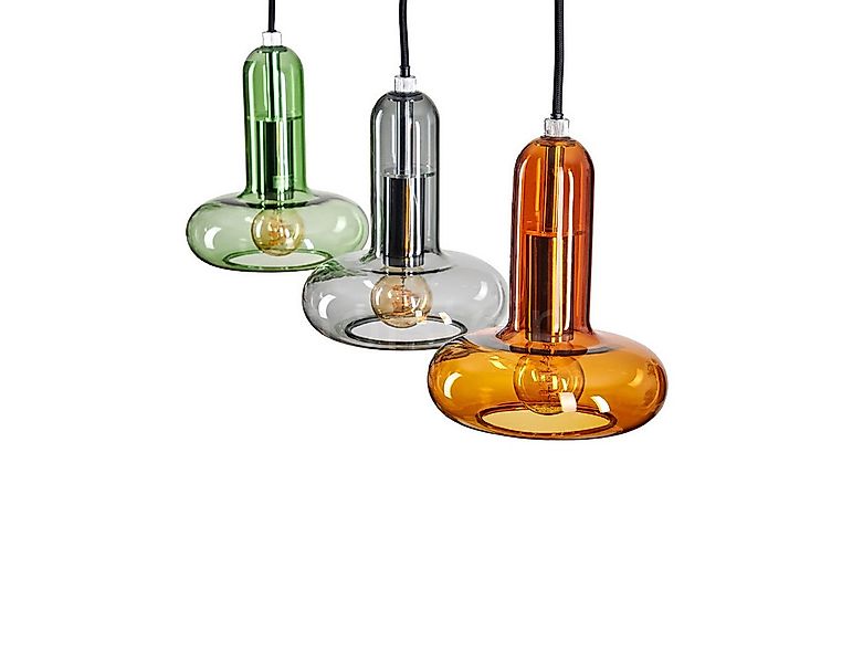 hofstein Pendelleuchte Pendellampe aus Metall/Glas in Schwarz/Bernstein/Rau günstig online kaufen