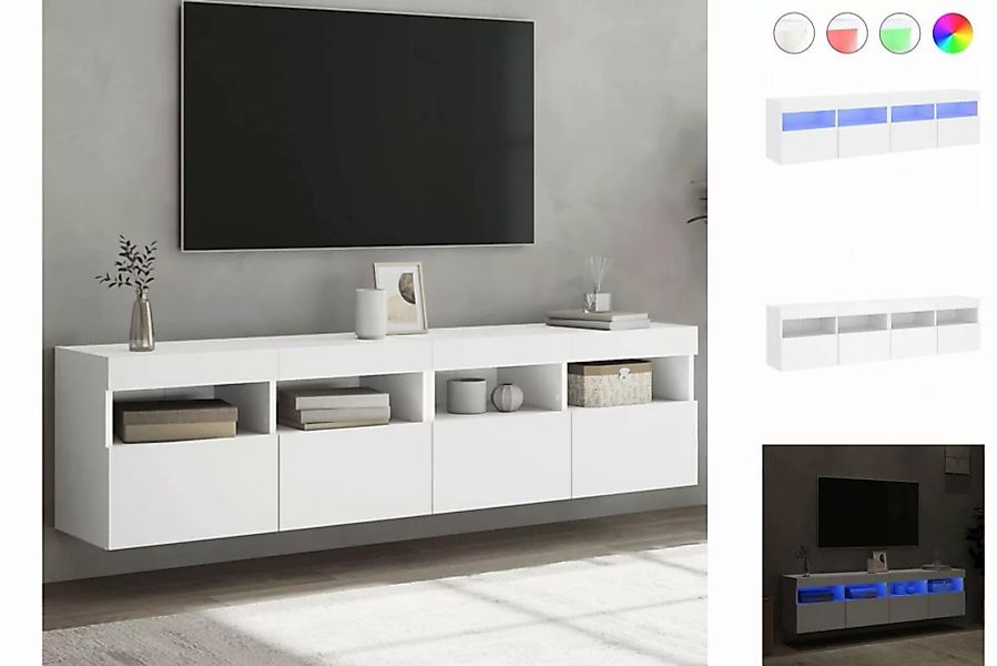 vidaXL TV-Schrank TV-Lowboard TV-Wandschränke mit LED-Leuchten 2 Stk Weiß 8 günstig online kaufen