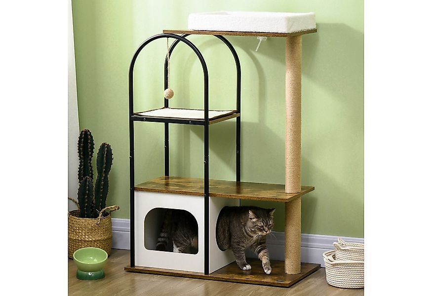PawHut Kratzbaum 118,5 cm Katzenbaum mit Katzenhöhle, Bett, Kratzmatte, für günstig online kaufen