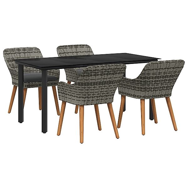 vidaXL 5-Teiliges Garten-Essset in Grau Poly Rattan 3261687 günstig online kaufen