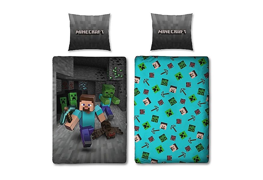 Familando Kinderbettwäsche Minecraft "Ores" 2-teiliges Set 135x200 80x80 cm günstig online kaufen