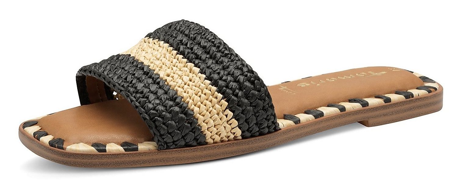 Tamaris Pantolette, Blockabsatz, Sommerschuh, Strandschuh, zweifarbige Bast günstig online kaufen