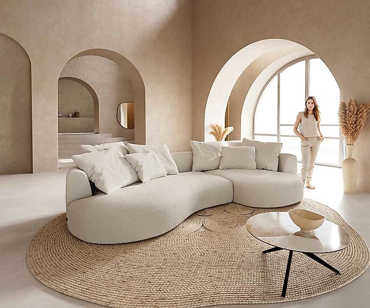 DELIFE Big-Sofa Edina, Bouclé Creme-Weiß 330x170 günstig online kaufen
